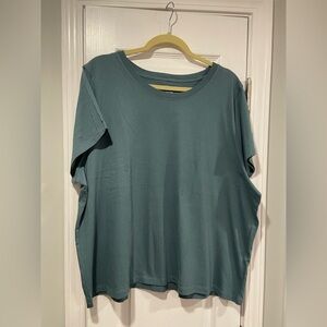 NWOT J. Crew Size 3X Essentials Teal Cotton Tee Shirt Short Sleeve Soft Comfy